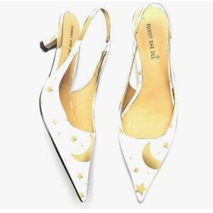 FSJ Women's Mid Kitten Heel Slingback Sandal Pointy Toe Sexy Pumps Comfortable